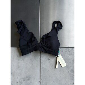 SEA LEVEL Swim Australia Essential Black Frill Bikini Top Size US 6 NEW NWT